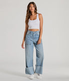 Refresh your fall closet with stylish women's pants like the In The Details High-Rise Wide-Leg Cuffed Denim Jeans in a sleek fabric and a pant leg style that makes your look unique.