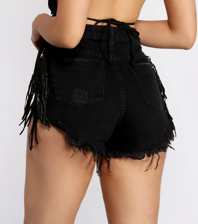 Fringe cut off shorts on sale