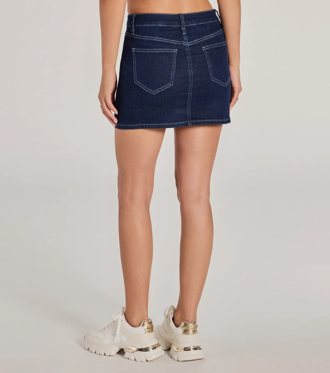 Admirable Aesthetic Mid-Rise Denim Skort