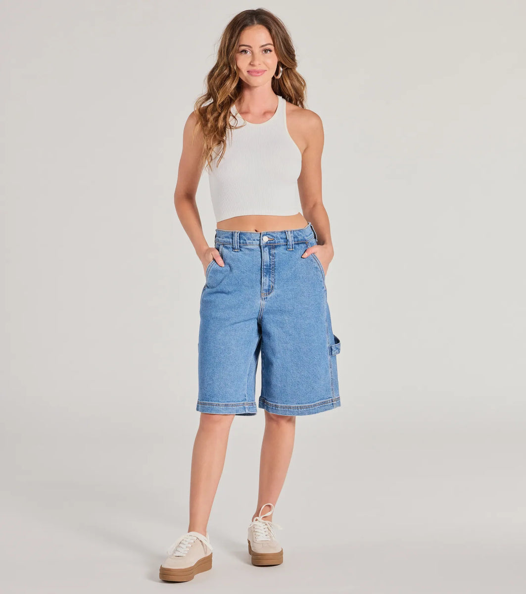 Latest Trend Mid-Rise Denim Jorts