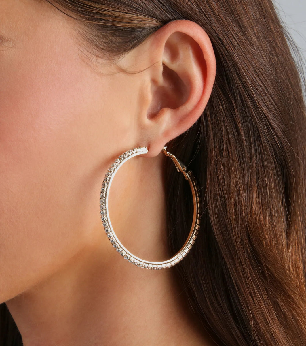 Beautiful Sparkle Rhinestone Hoop Earrings