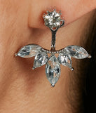 Trendy Shimmer Rhinestone Front-To-Back Stud Earrings