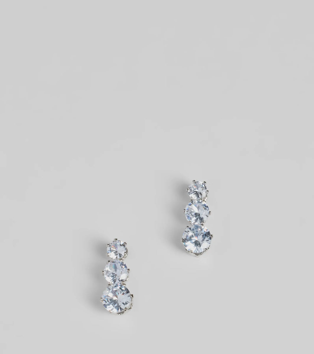 Shimmering Glam Cubic Zirconia Drop Earrings