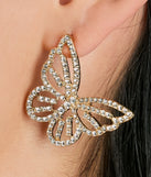 Dreamy Glam Rhinestone Butterfly Stud Earrings