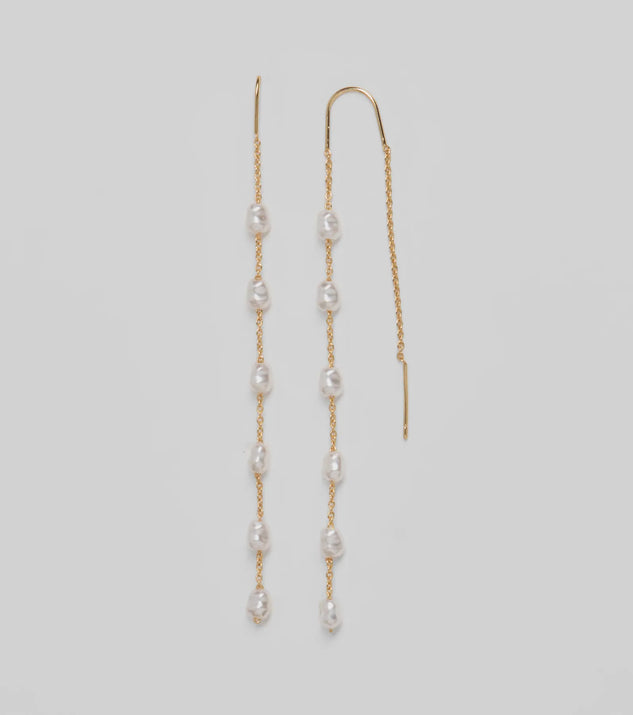 Dainty Chic Pearl Chain Threader Earrings