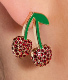 Perfect Topping Rhinestone Cherry Earrings