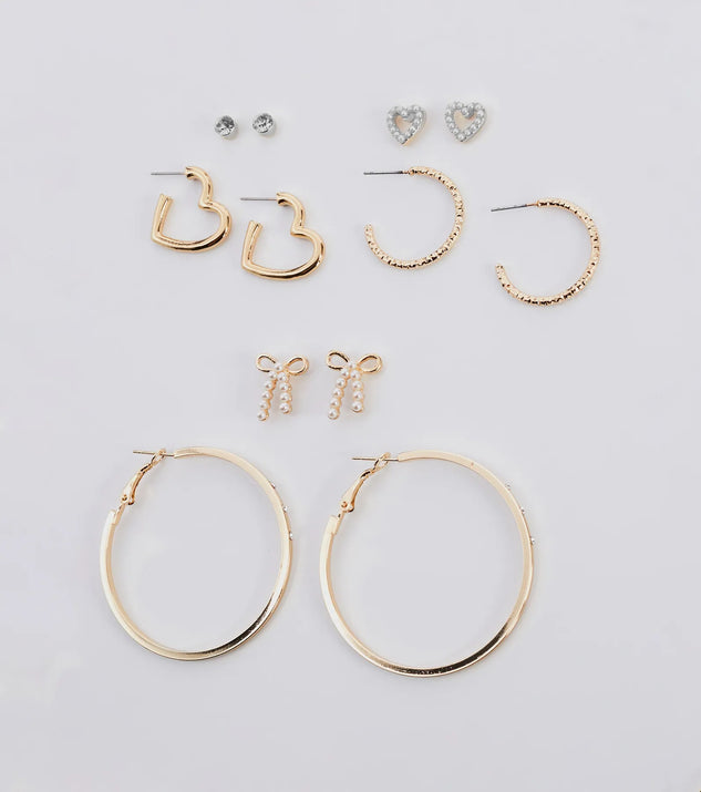 Glam Energy Stud And Hoop Earrings Set