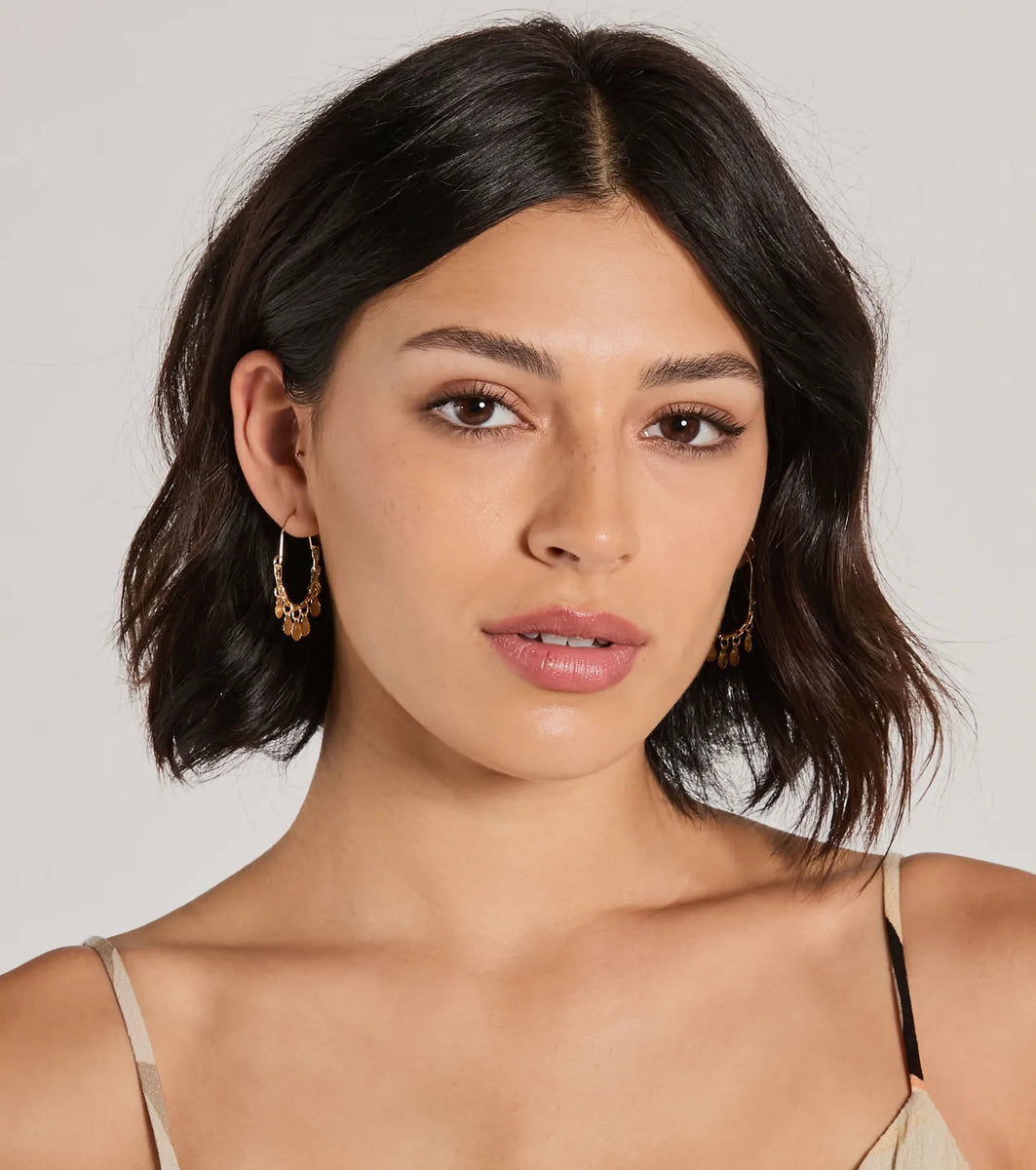 Sea Worthy Shell Charm Hoop Earrings