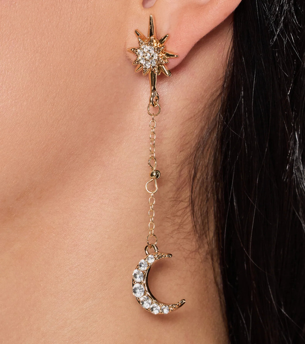 Shining Bright Moon And Star Charm Earrings & Windsor