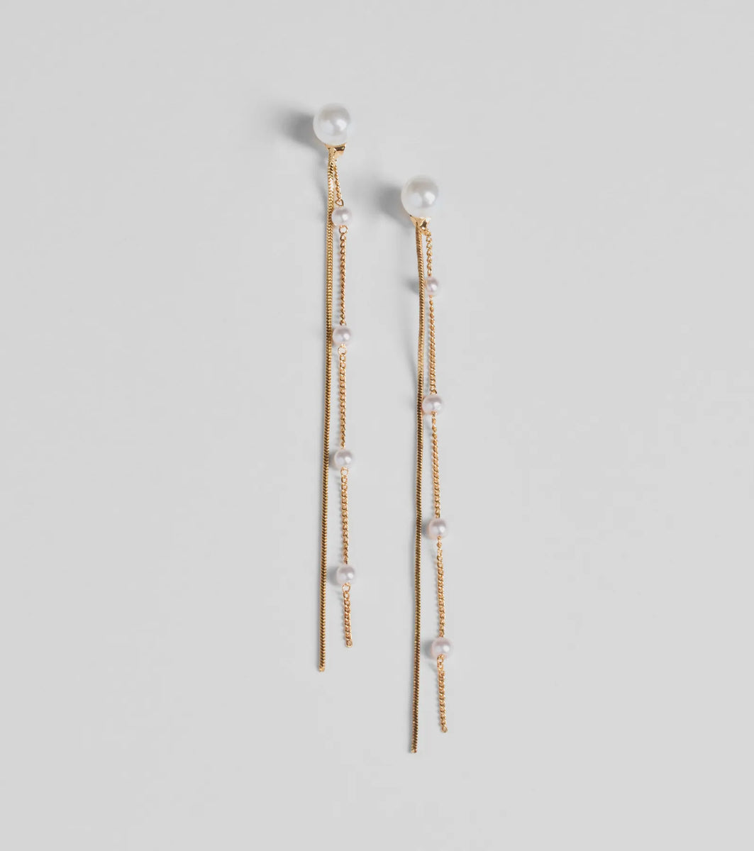 Effortless Glam Pearl Front-To-Back Linear Earrings