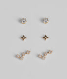 Wish Upon A Star Three Pack Stud Earring Set