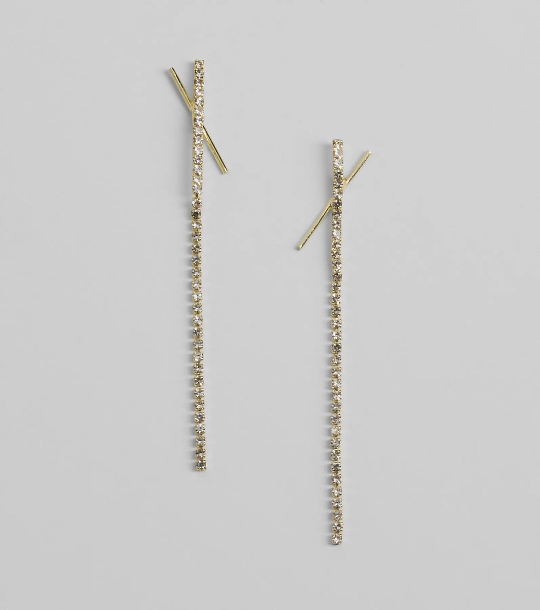 Undeniable Rhinestone Linear Earrings