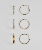 Gorgeous Three-Pack Hoop Earrings Set