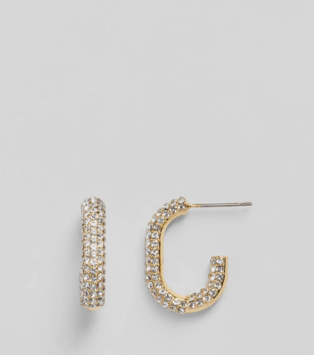 Divine Luxe Rhinestone Oval Hoop Earrings