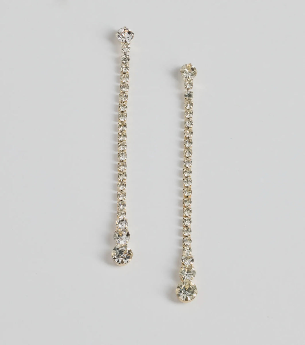 Twinkling Beauty Rhinestone Linear Earrings