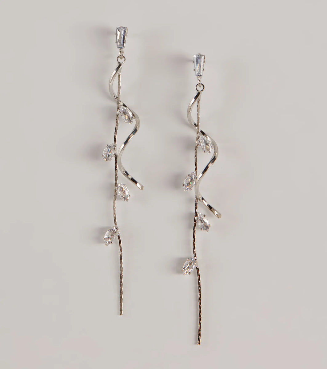 Glow For You Rhinestone Linear Twist Earrings