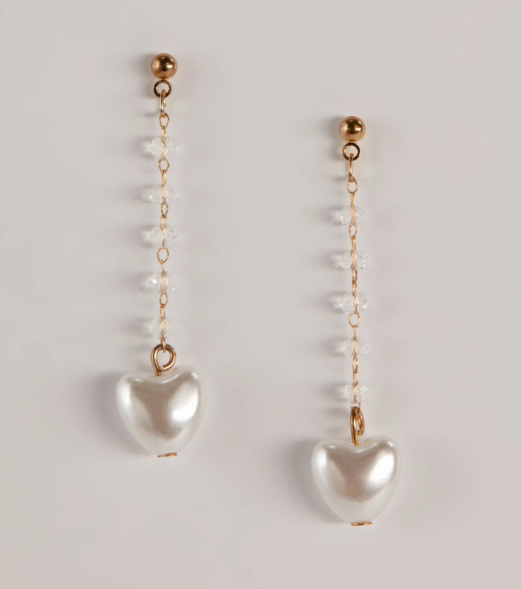 Love Out Loud Faux Pearl Heart Earrings