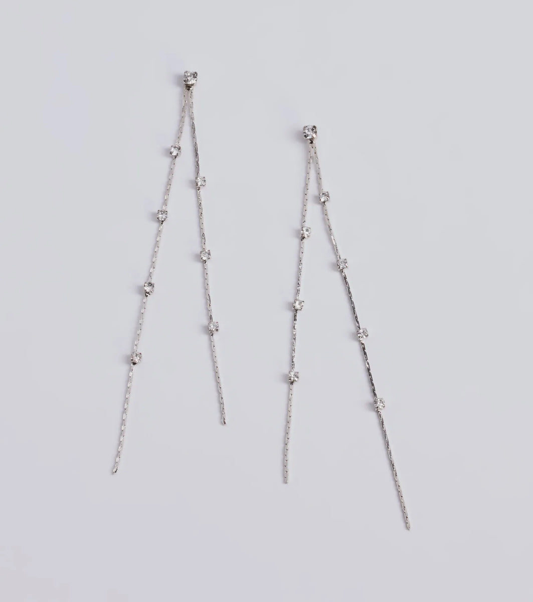 Dainty Glamour Rhinestone Linear Earrings