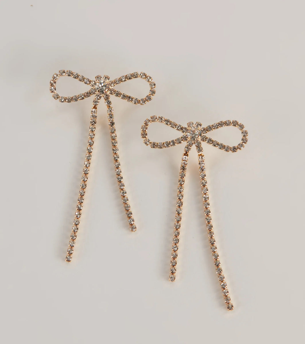 True Bliss Rhinestone Bow Earrings