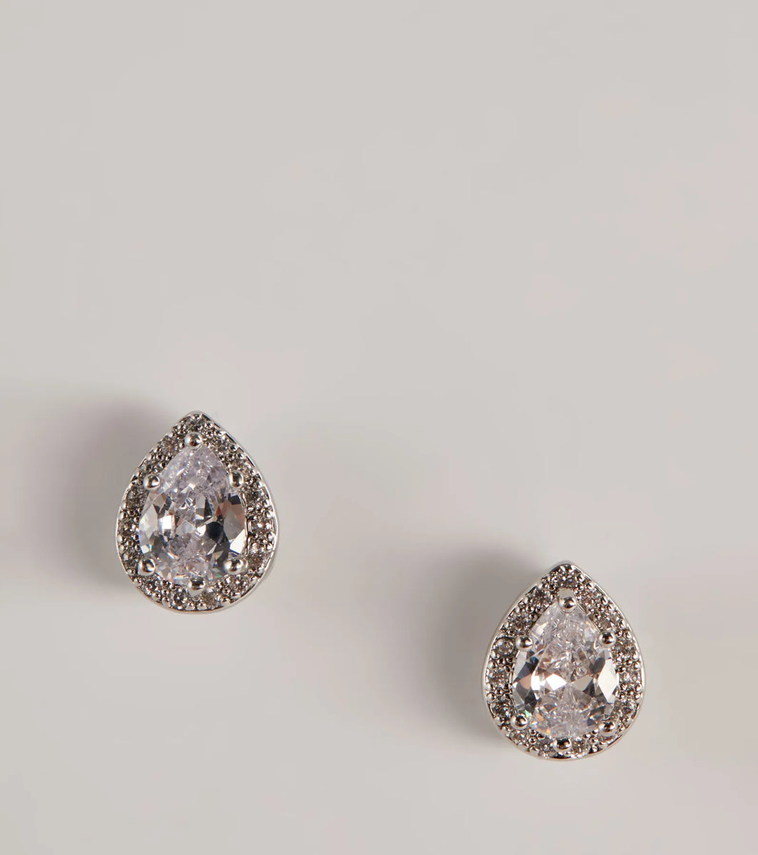 Found A Stud Teardrop Cubic Zirconia Earrings