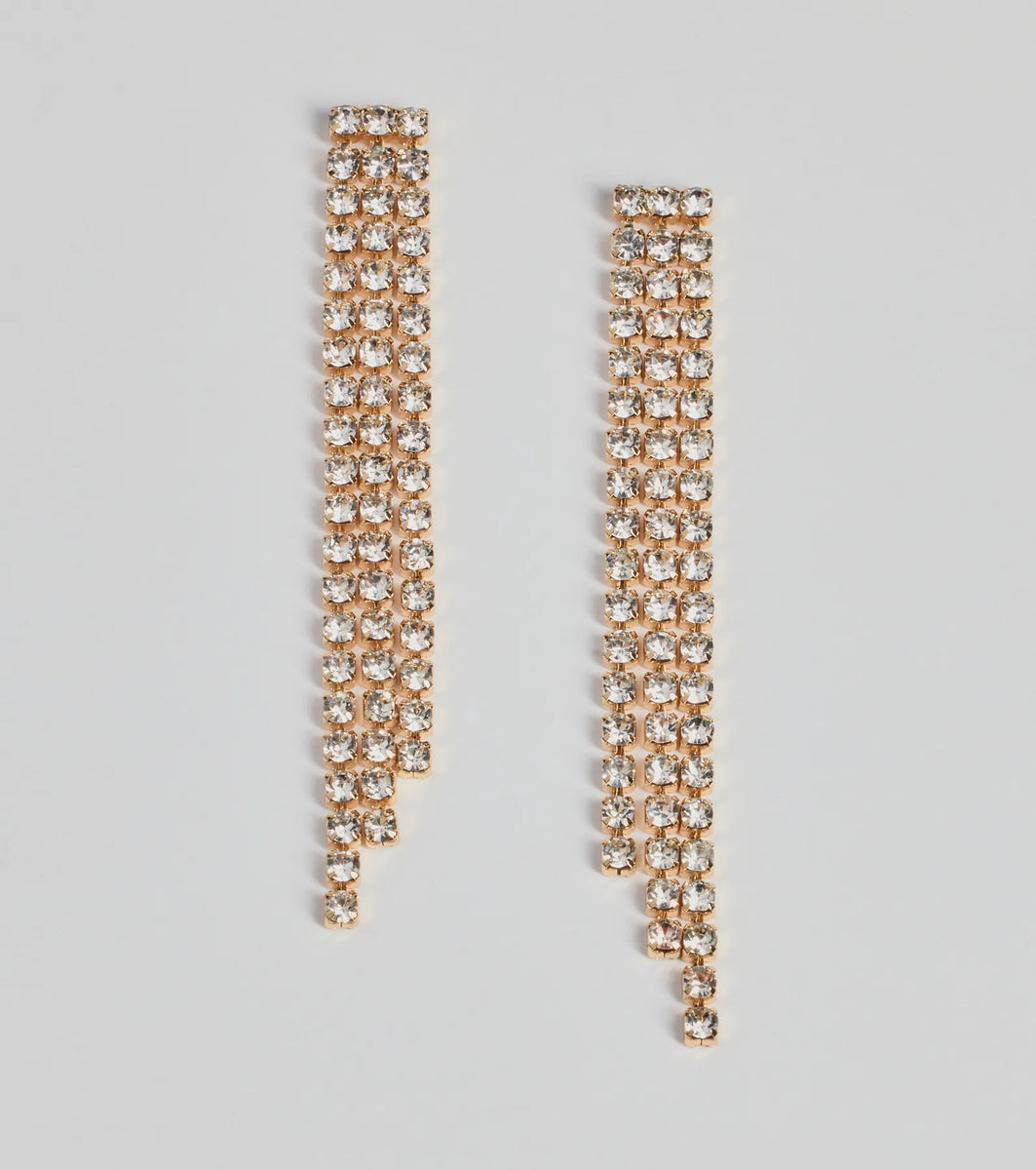 Coveted Glam Rhinestone Fringe Earrings