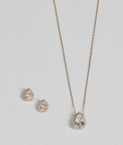 Simple Luxe Vibes Cubic Zirconia Necklace And Earrings Set