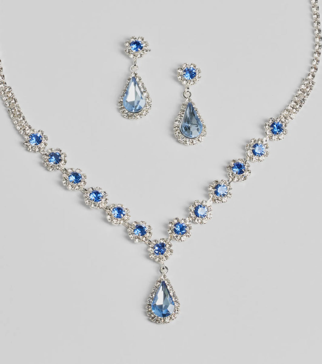 Luxe Beauty Rhinestone Necklace And Earrings Set