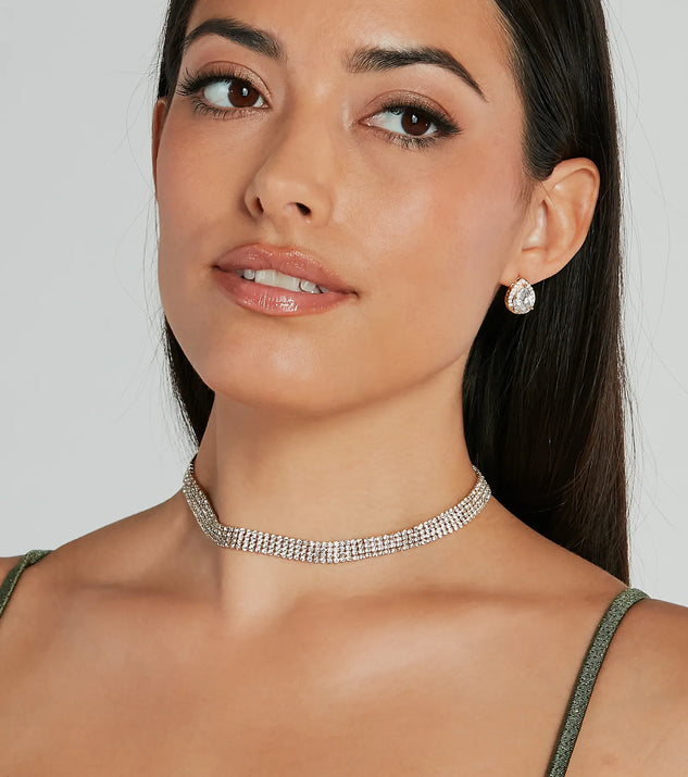 Shimmering Rhinestone Choker Necklace Windsor