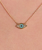 Dainty Cubic Zirconia Evil Eye Charm Necklace