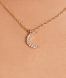 Dainty Cubic Zirconia Moon Charm Necklace