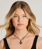 Trendy Find Heart Charm Cord Necklace