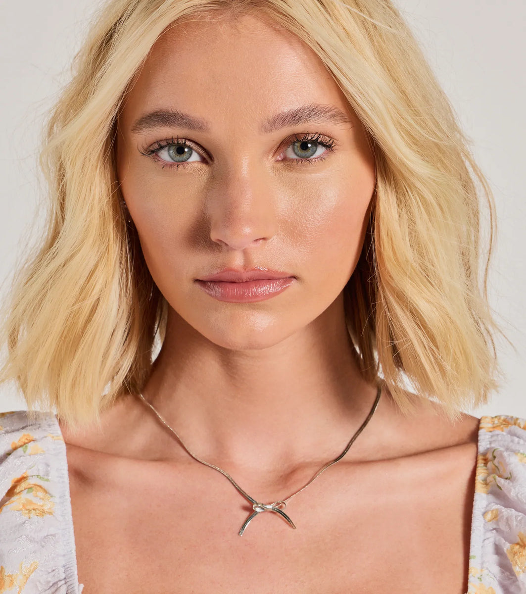 Just As Sweet Dainty Bow Choker Necklace