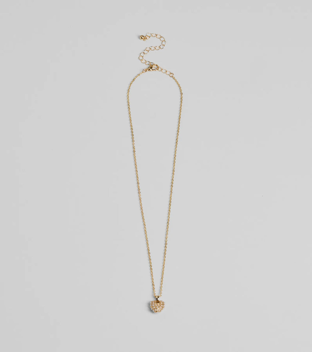 Meet Your Match Faux Pearl Heart Necklace