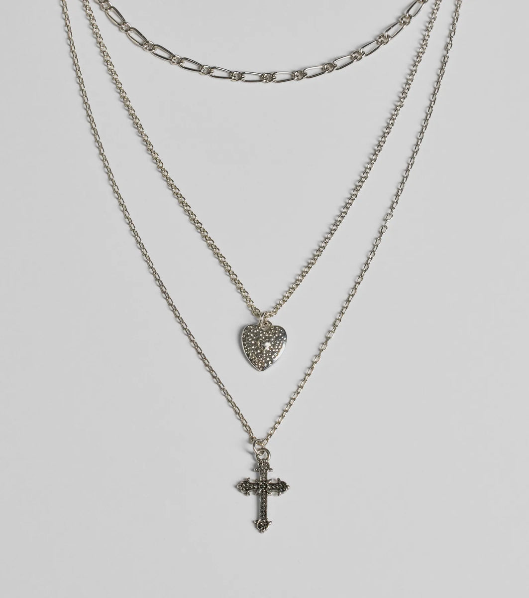 Cross My Heart Layered Necklace