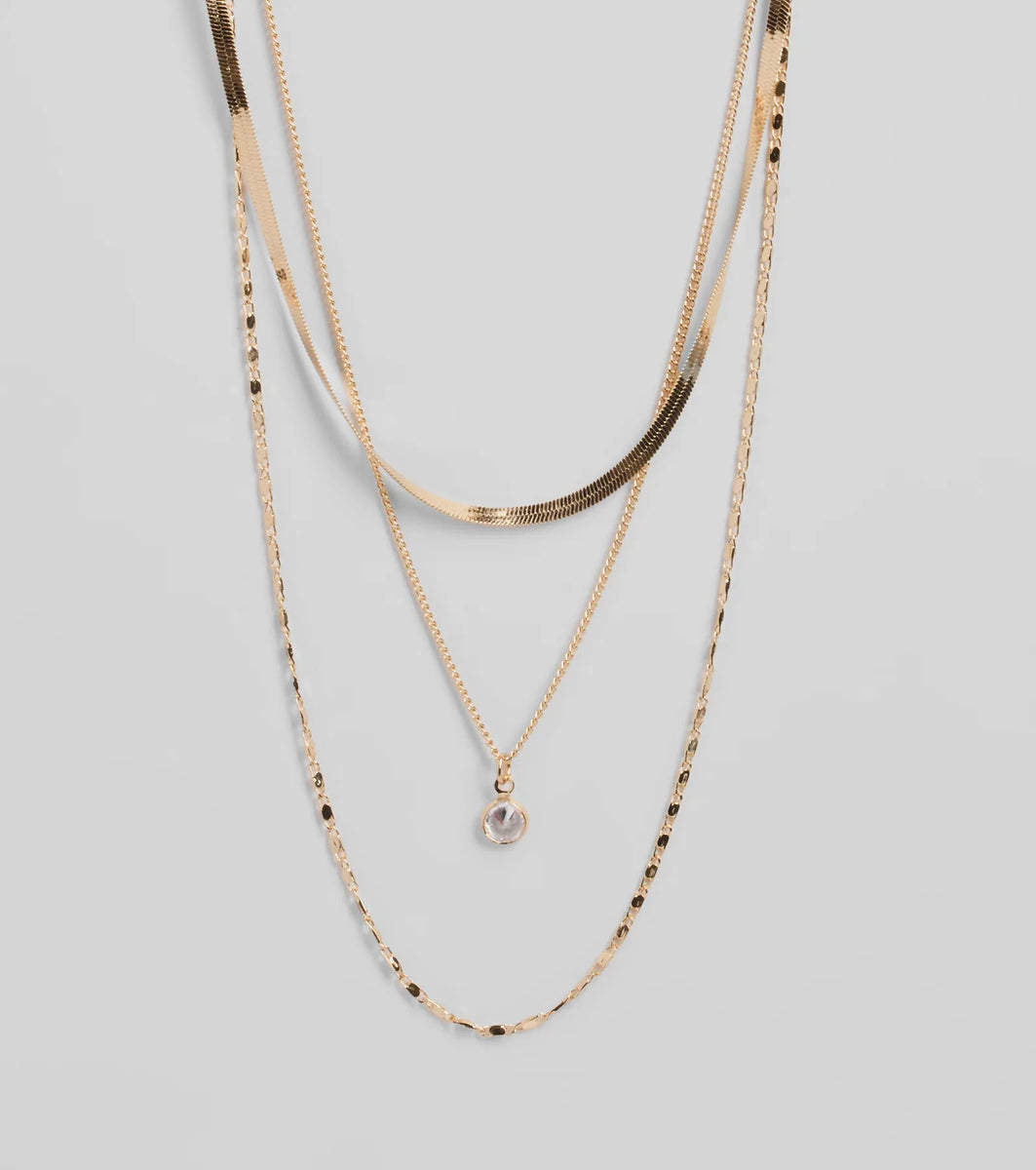 Covetable Layered Rhinestone Charm Necklace Set