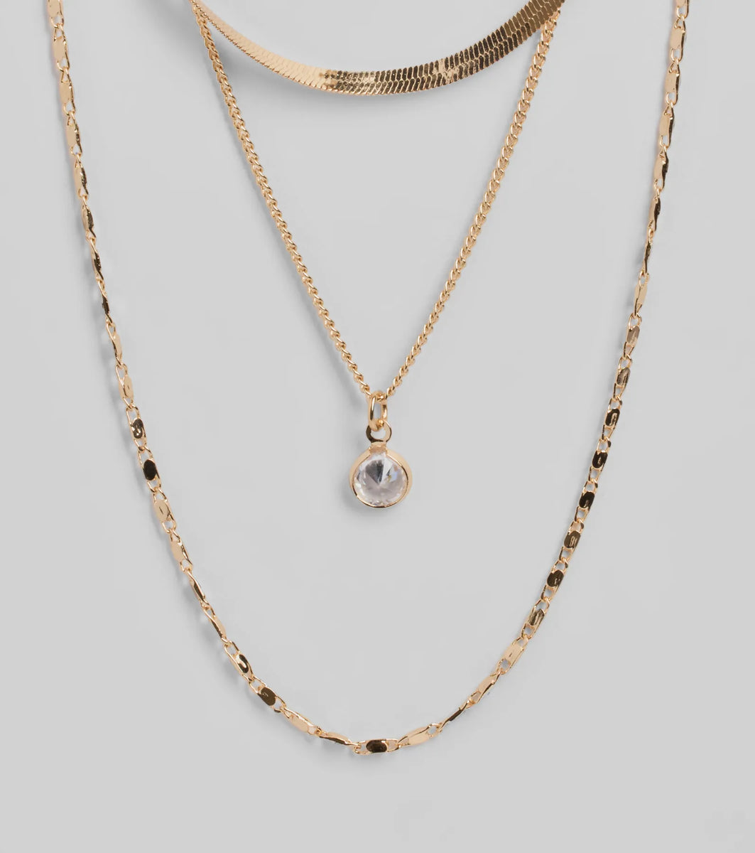 Covetable Layered Rhinestone Charm Necklace Set