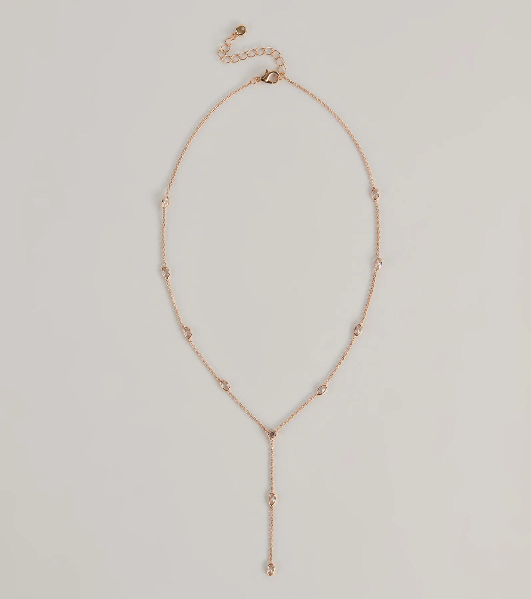 Dainty Glam Rhinestone Chain Necklace