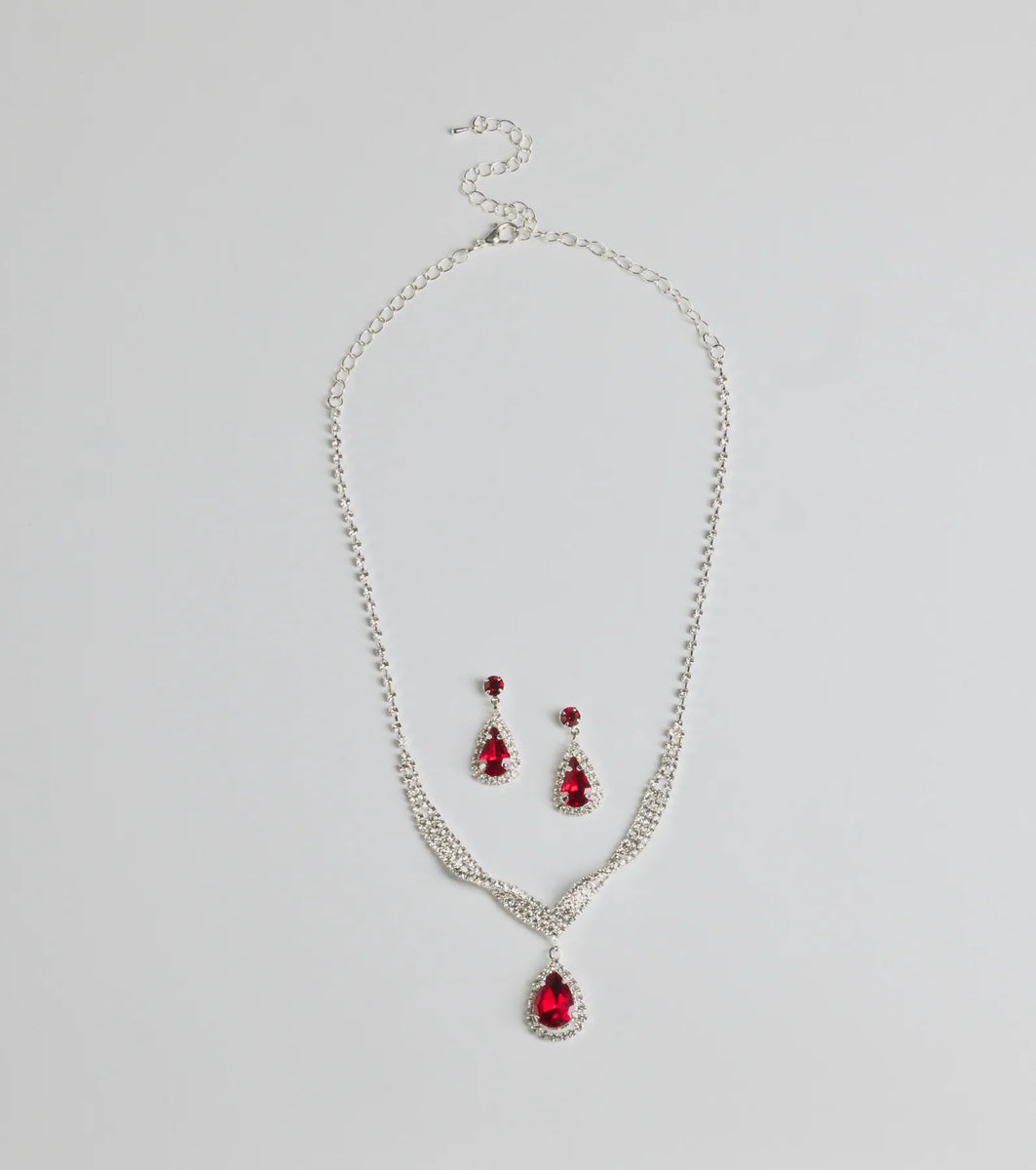 Gorgeous Radiance Gemstone Necklace And Earrings Set