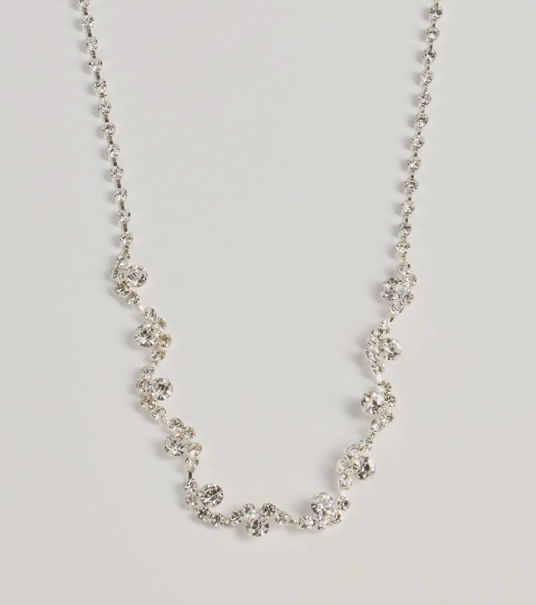 Radiant Allure Rhinestone Cluster Necklace