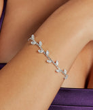 Ever So Luxe Rhinestone Leaf-Shaped Dainty Bracelet