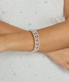 Glamorous Dazzle Faux Pearl Rhinestone Cuff Bracelet