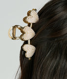 Girly-Chic Pearl Heart Hair Claw Clip