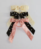 Posh Faux Pearl Satin Bow Three-Pack Hair Ties