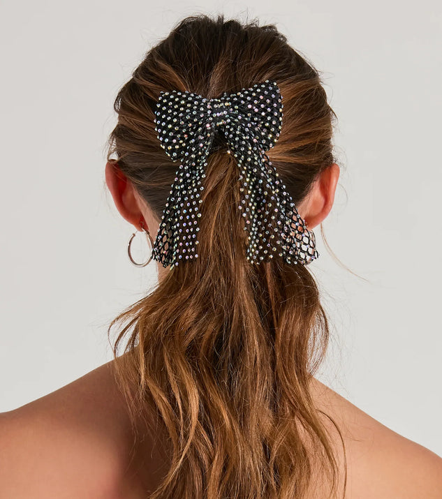 Glam Pop Iridescent Rhinestone Hair Bow Barrette