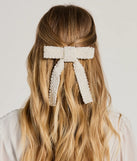 Girly-Glam Pearl Bow Hair Barrette