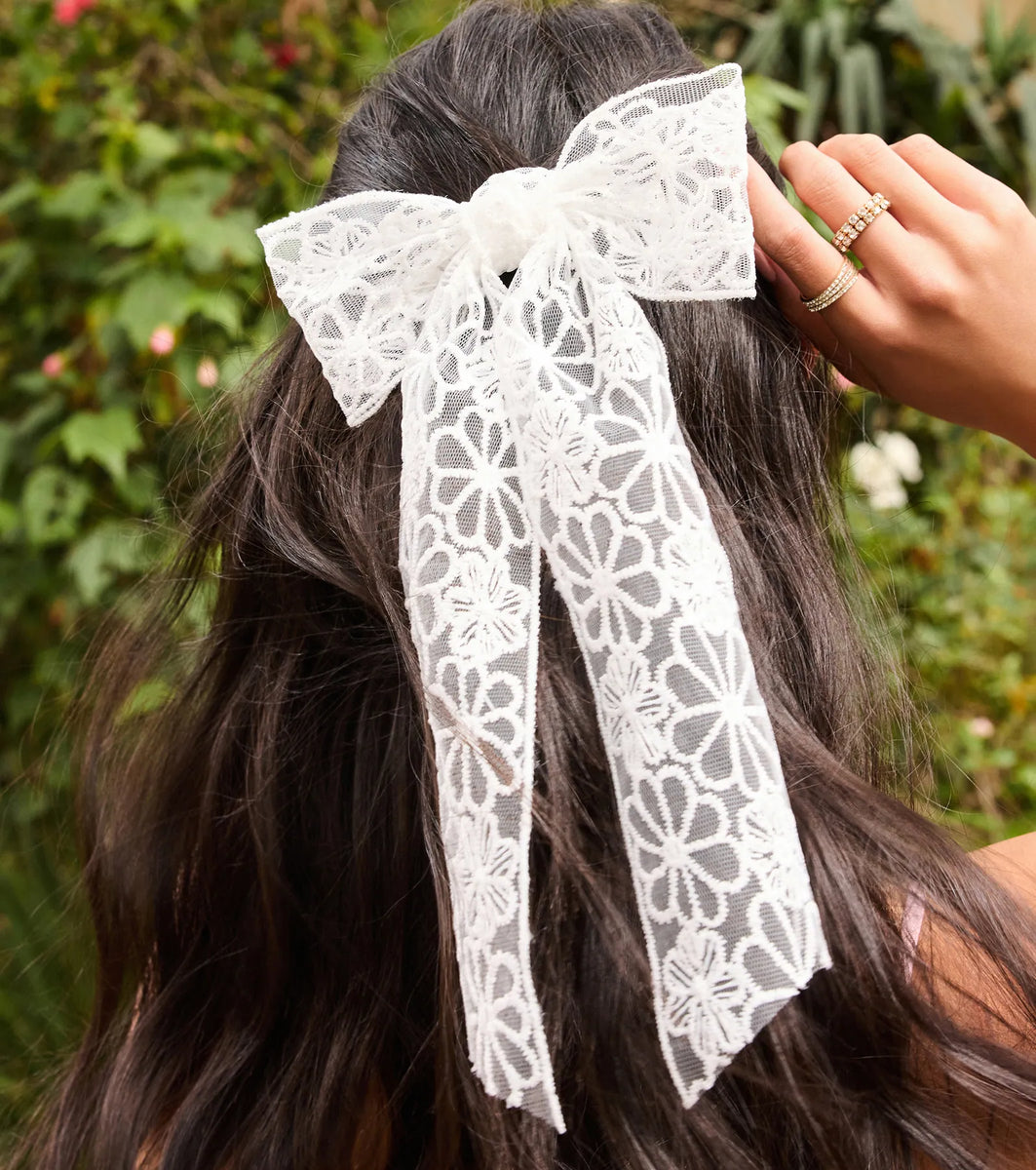 Sweet And Perfect Floral Lace Bow Hair Barrette