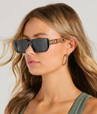 Cool Icon Chain-Link Rectangle Sunglasses