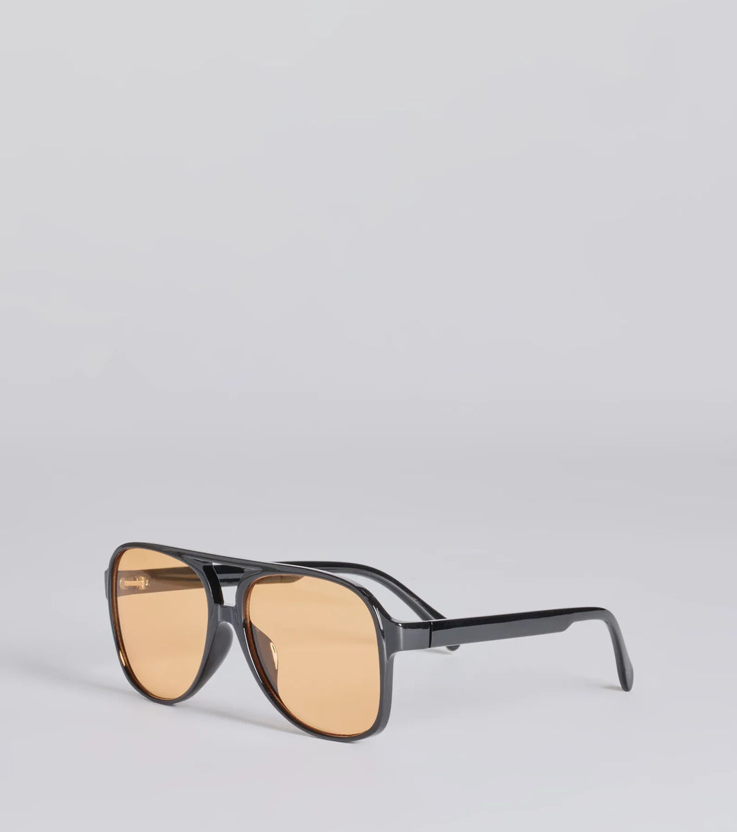 Retro Look Flat Aviator Sunglasses