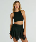 The crop top style of the Basically A Vibe Sleeveless Crew Neck Crop Top adds a sultry detail to your going-out outfits or everyday looks.