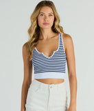 Essential for your seasonal closet, the Nautical Vibes Striped Ribbed Knit Cropped Tank Top offers a trendy twist on everyday tops so you can elevate your style effortlessly.